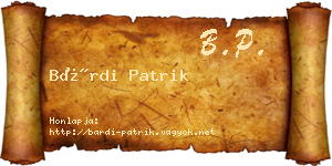 Bárdi Patrik névjegykártya
